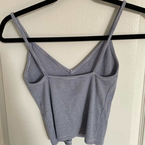 Blue and White Ribbed Crop Top - Picture 2 of 3